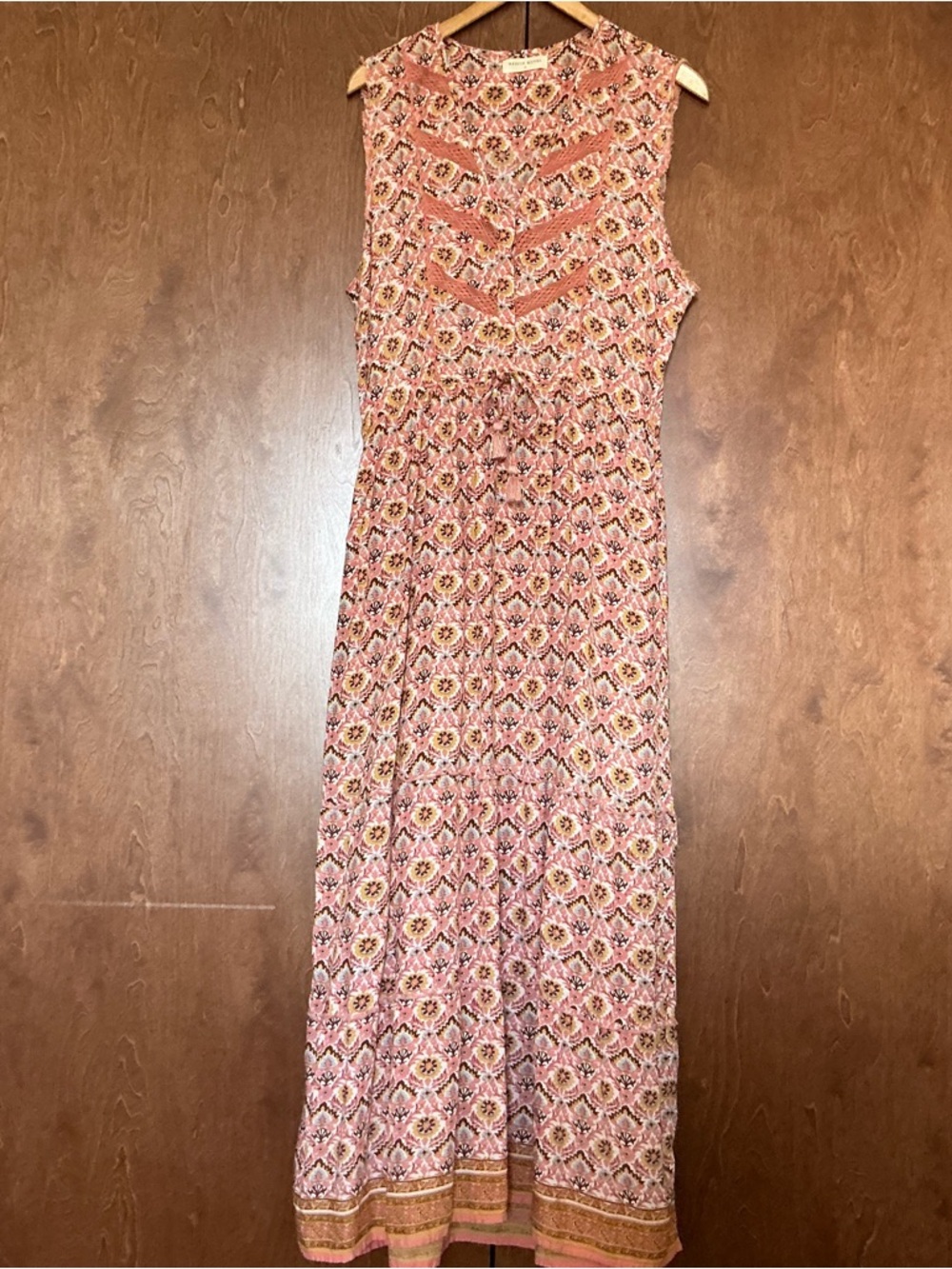 Maison Hotel Multicolor Floral Print Maxi Dress Drawstring Waist Cottage Prairie